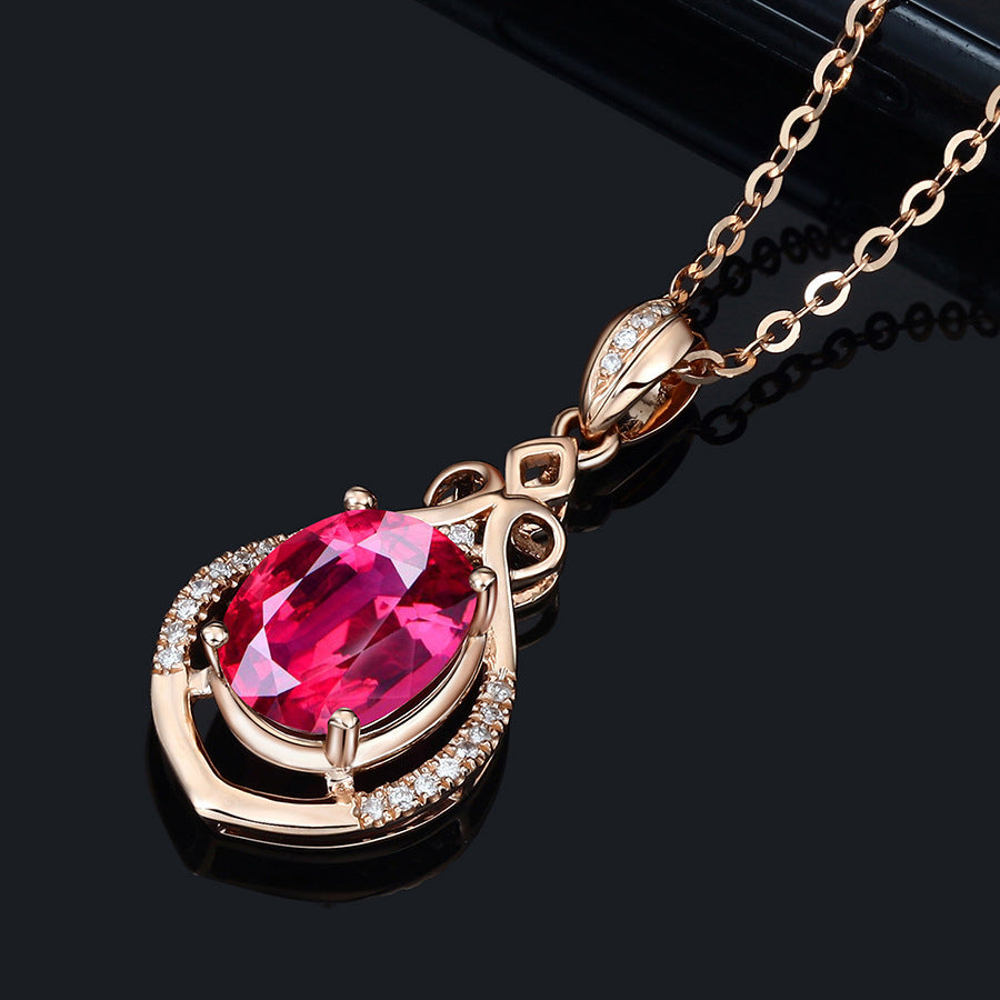 Synthetic Ruby stone rose gold plated Earring