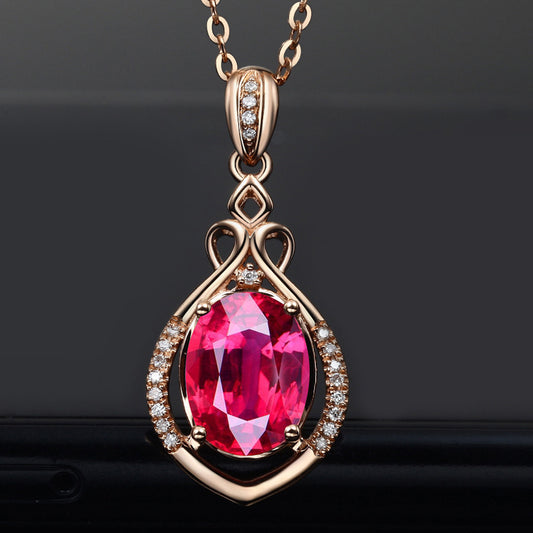 Synthetic Ruby stone rose gold plated Earring