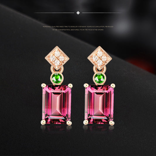 Synthetic Ruby stone rose gold plated earring