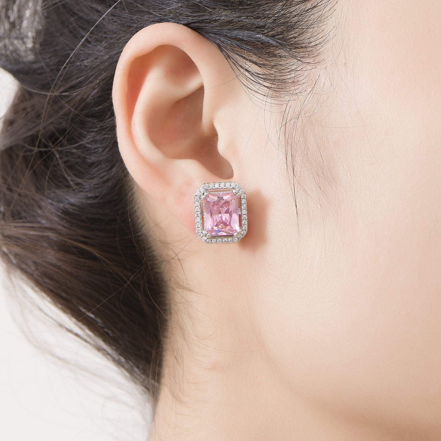 Vivid Pink Color, VVS1 moissanite Diamond earring