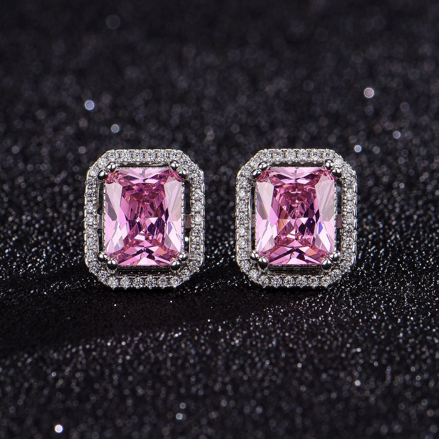 Vivid Pink Color, VVS1 moissanite Diamond earring